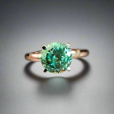 PORTUGESE cut green round ring | 925/14K GOLD
