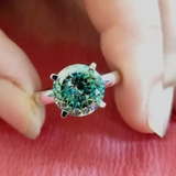 PORTUGESE cut green round ring | 925/14K GOLD