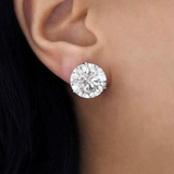 10 carat each Moissanite round ear studs | 925 sterling silver | GRA certified
