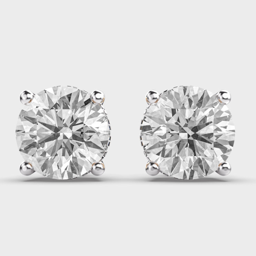 10 carat each Moissanite round ear studs | 925 sterling silver | GRA certified