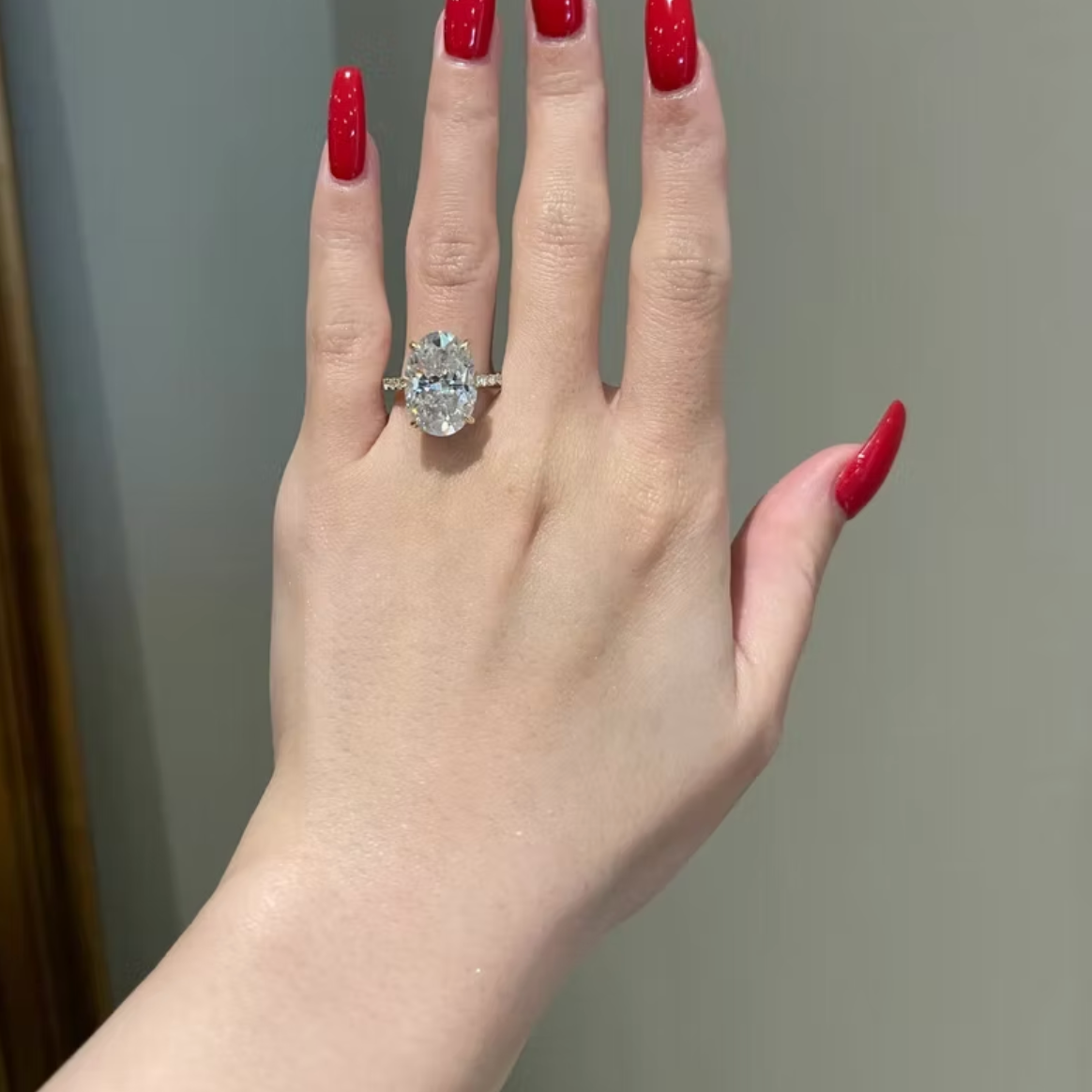 10 carat oval hidden halo moissanite ring | Moissanite ring in 9K gold | GRA certified moissanites