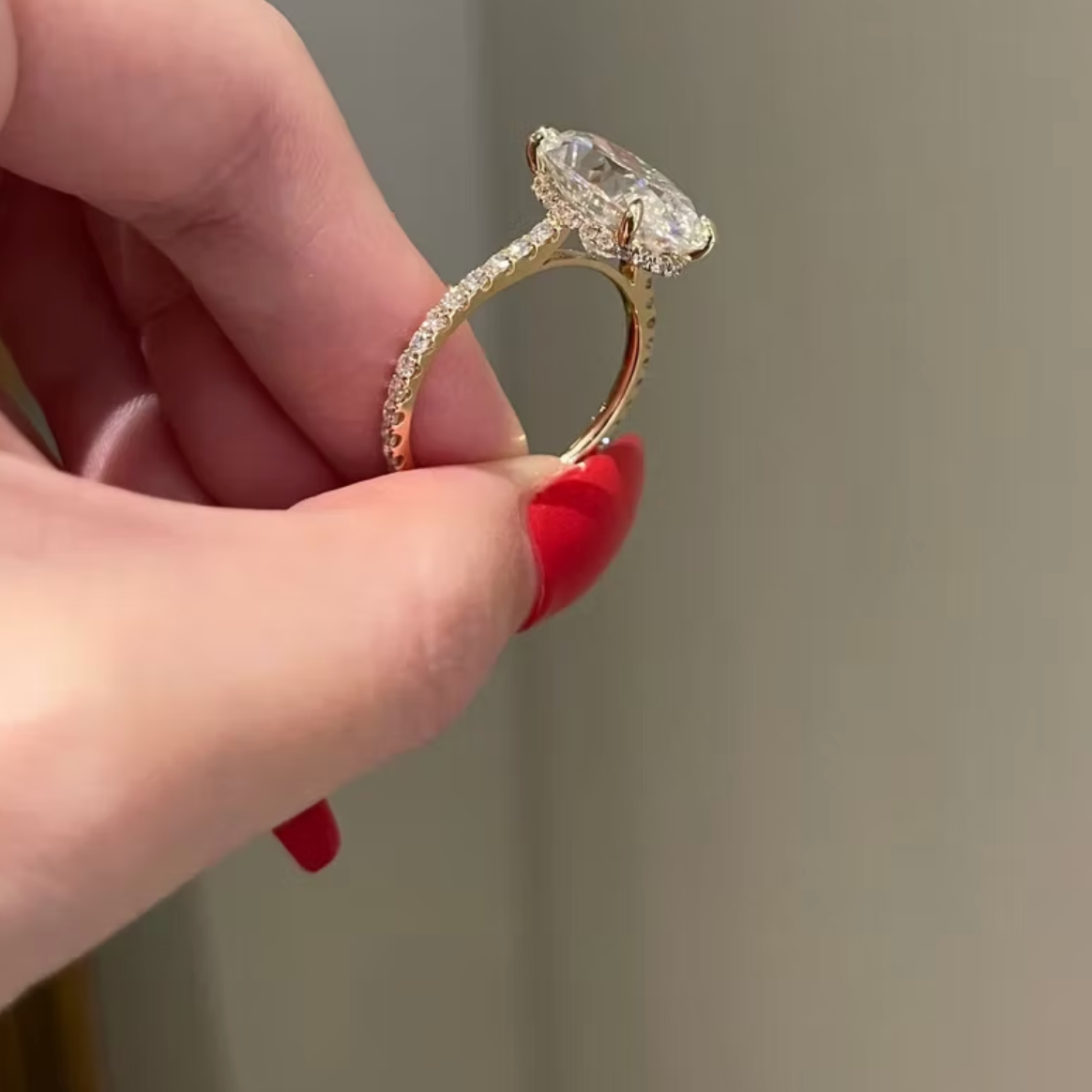 10 carat oval hidden halo moissanite ring | Moissanite ring in 9K gold | GRA certified moissanites