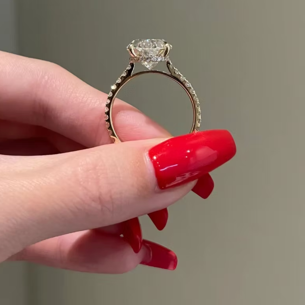 10 carat oval hidden halo moissanite ring | Moissanite ring in 9K gold | GRA certified moissanites