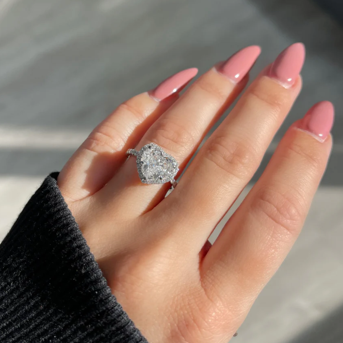 6 Ct Heart oval halo moissanite ring | Moissanite ring in 9K gold | GRA certified moissanites