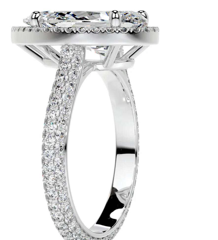 5 Ct Pear cut baugette side moissanite ring | Moissanite ring in 925 Silver