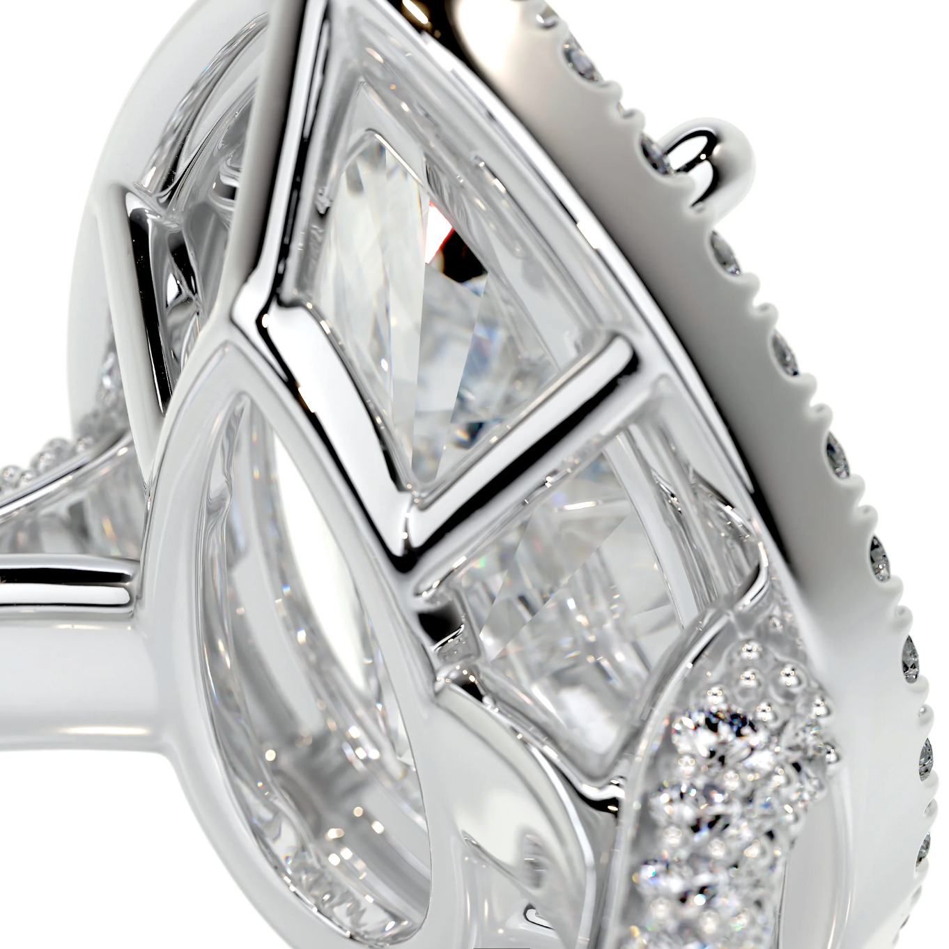 5 Ct Pear cut baugette side moissanite ring | Moissanite ring in 925 Silver