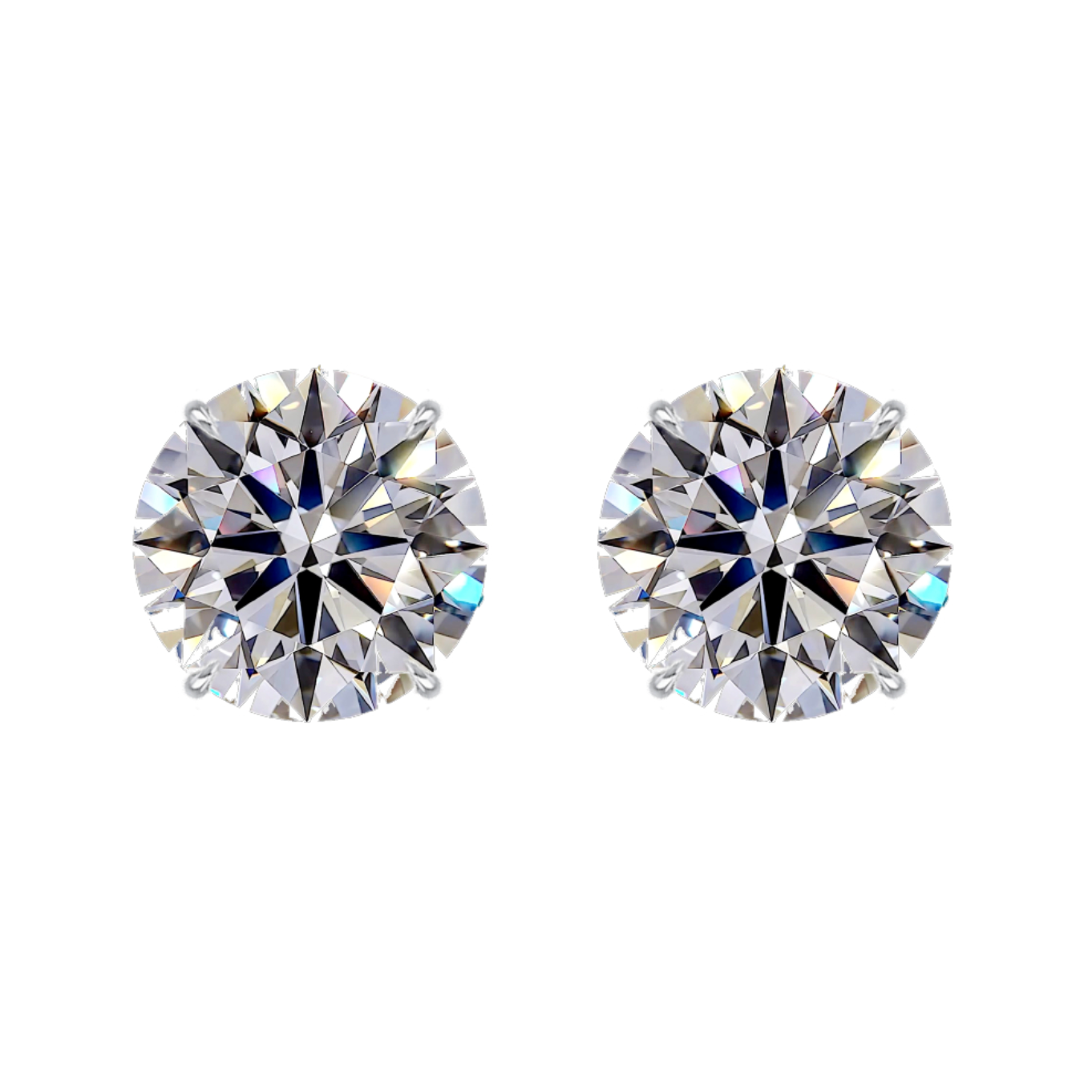 10 carat each Moissanite round ear studs | 925 sterling silver | GRA certified