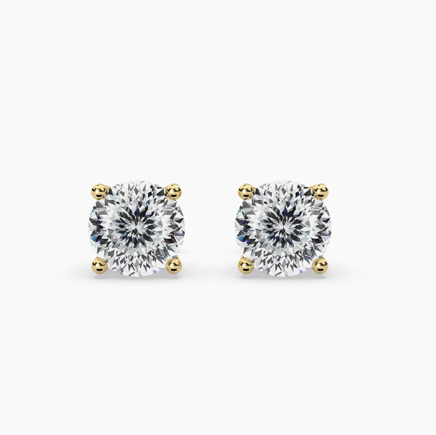 1 carat Portugese cut Moissanite ear studs | 925 sterling silver