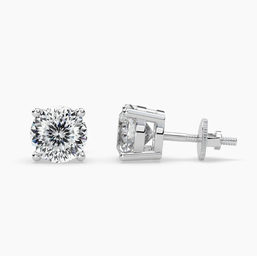 1 carat Portugese cut Moissanite ear studs | 925 sterling silver