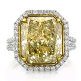 10.32 Carats Champagne yellow radiant and diamond set ring | Moissanite Rings