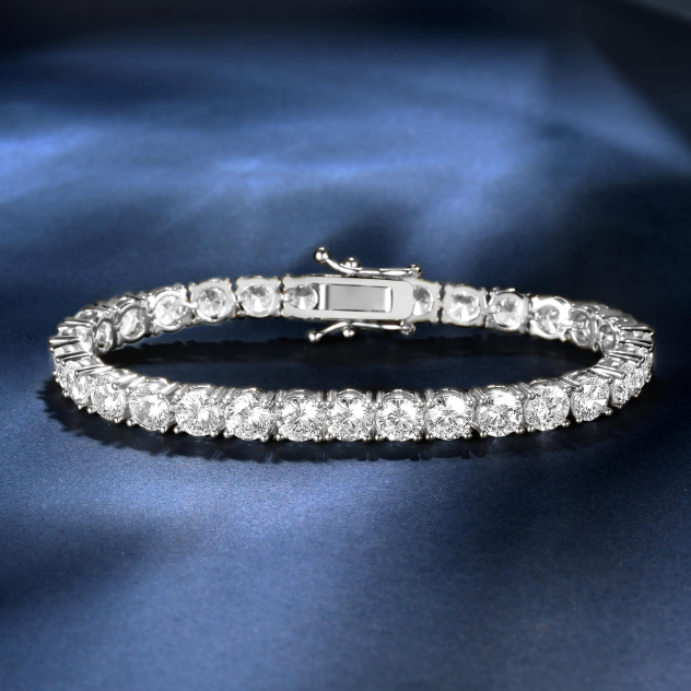 (50 Pointer) Moissanite Tennis Bracelets Round cut | 925 Silver (5MM)