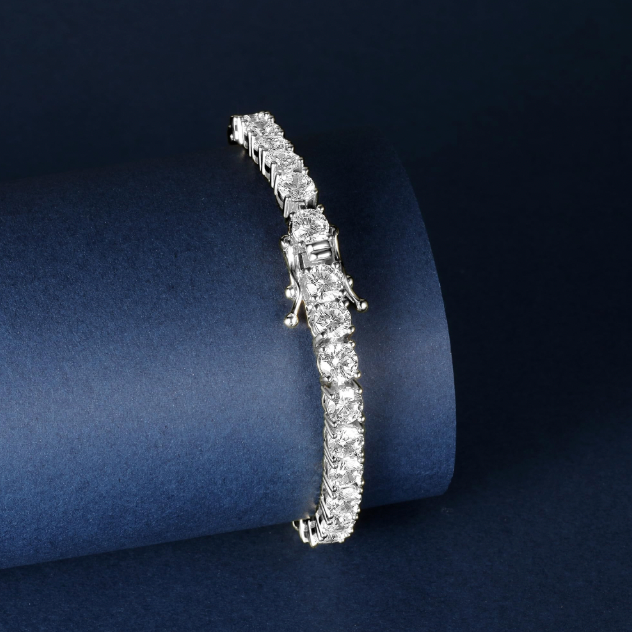 (50 Pointer) Moissanite Tennis Bracelets Round cut | 925 Silver (5MM)