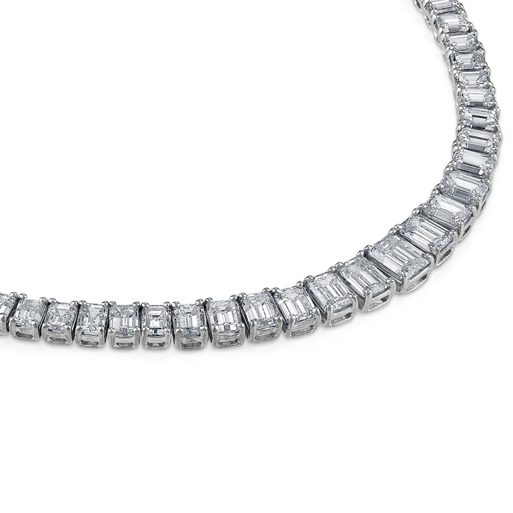 29 Carats Moissanite Emerald cut Tennis chain | 925 Silver|