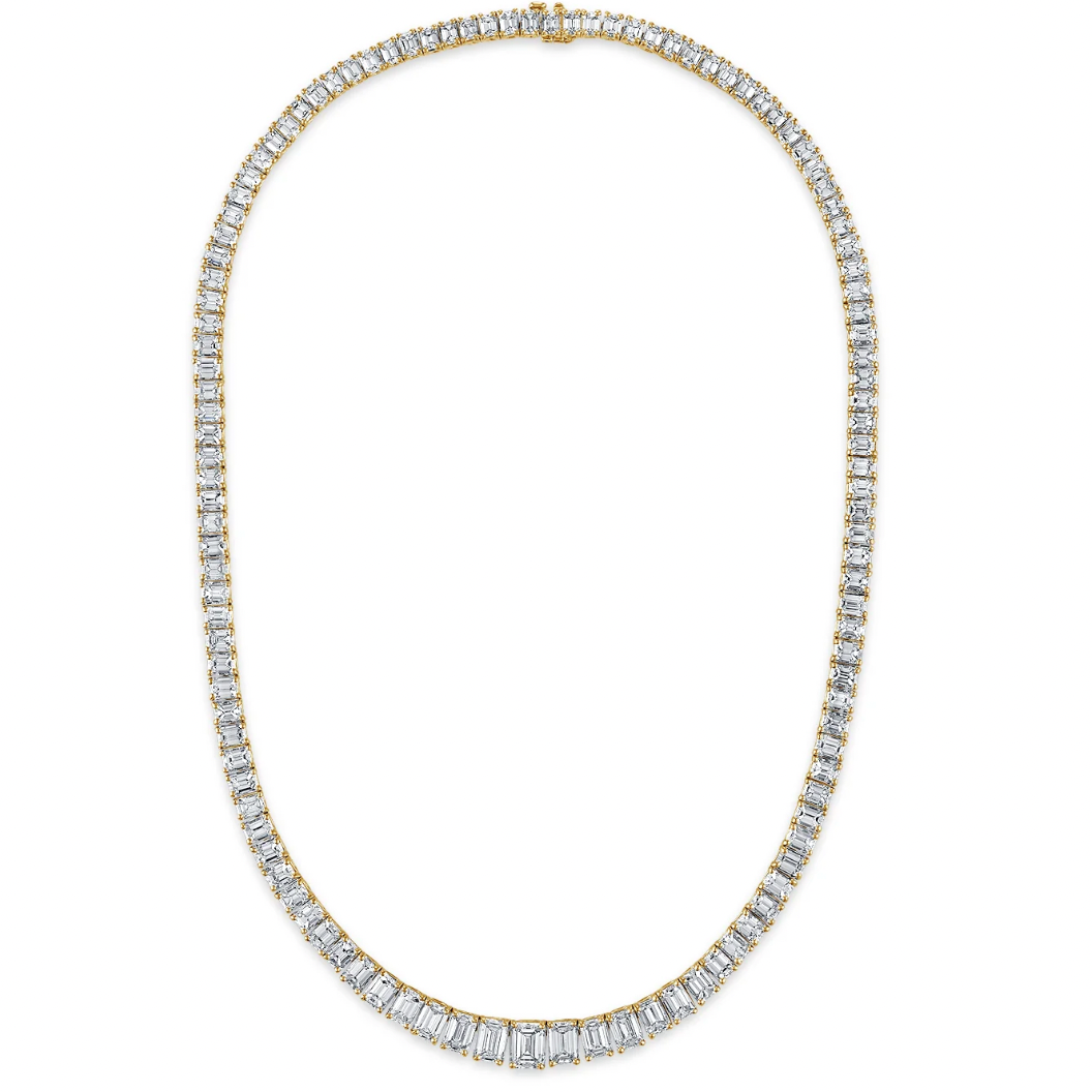 29 Carats Moissanite Emerald cut Tennis chain | 925 Silver|