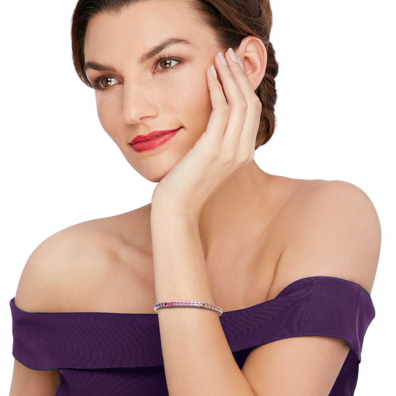 Multi sapphire princess cut lab grown tennis bracelet | RAINBOW Series