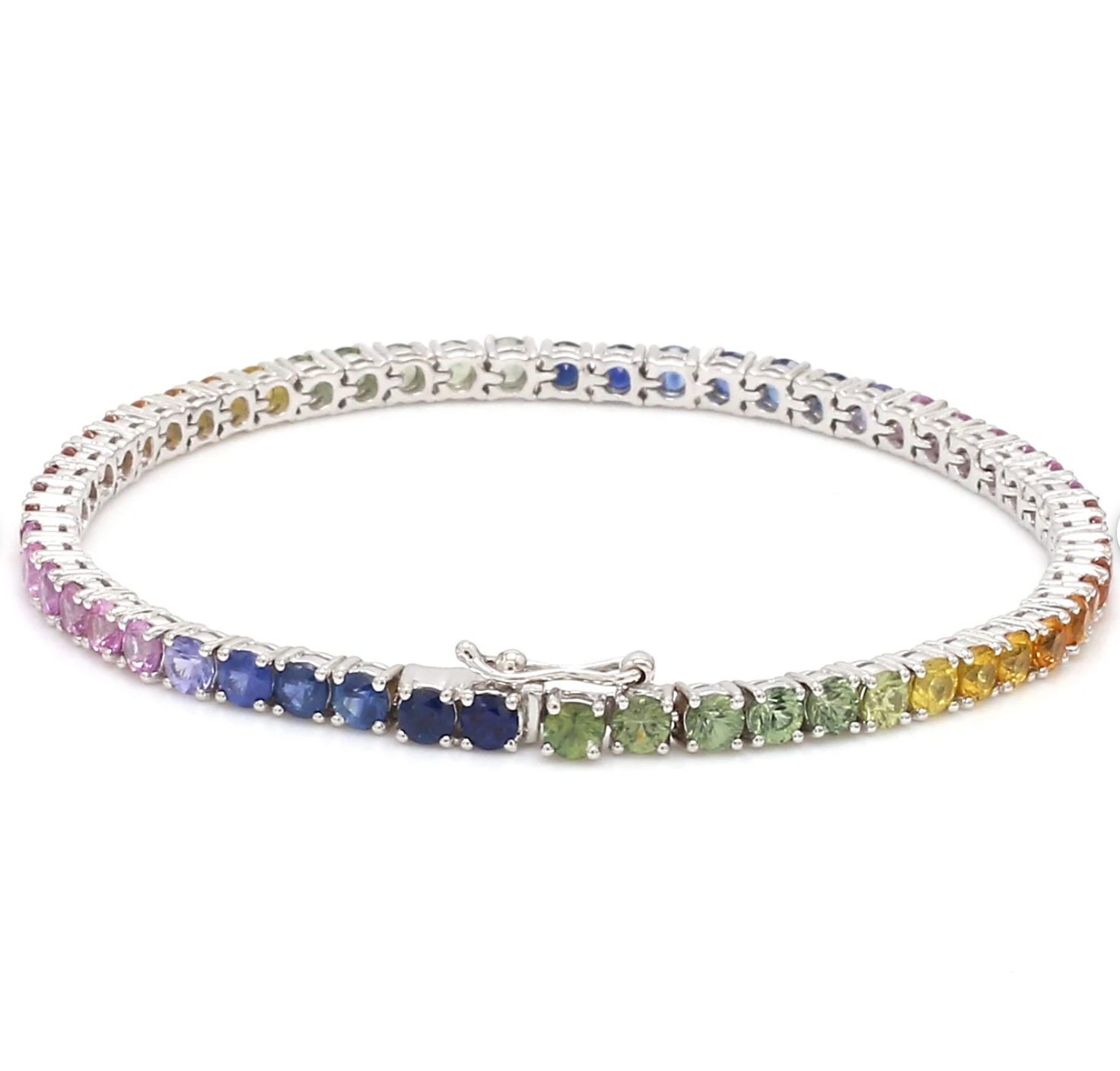 Multi sapphire Round cut lab grown tennis bracelet | RAINBOW Series