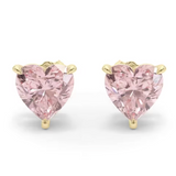 Heart pink moissanite studs on silver | 925 silver