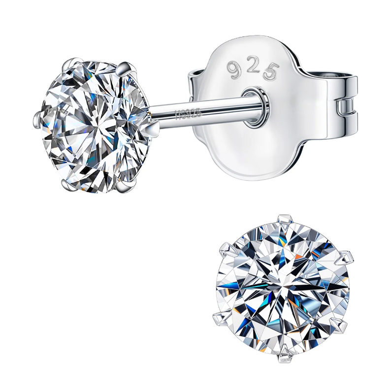 Solitaire Studs- In 925 SILVER AAA diamonds