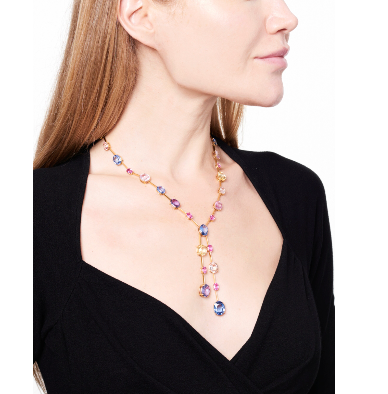 Rainbow sapphire tie necklace | WOKE 🌈