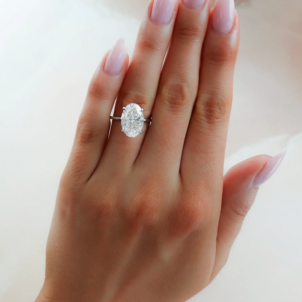 4 carat oval moissanite ring | Moissanite ring in 9K gold