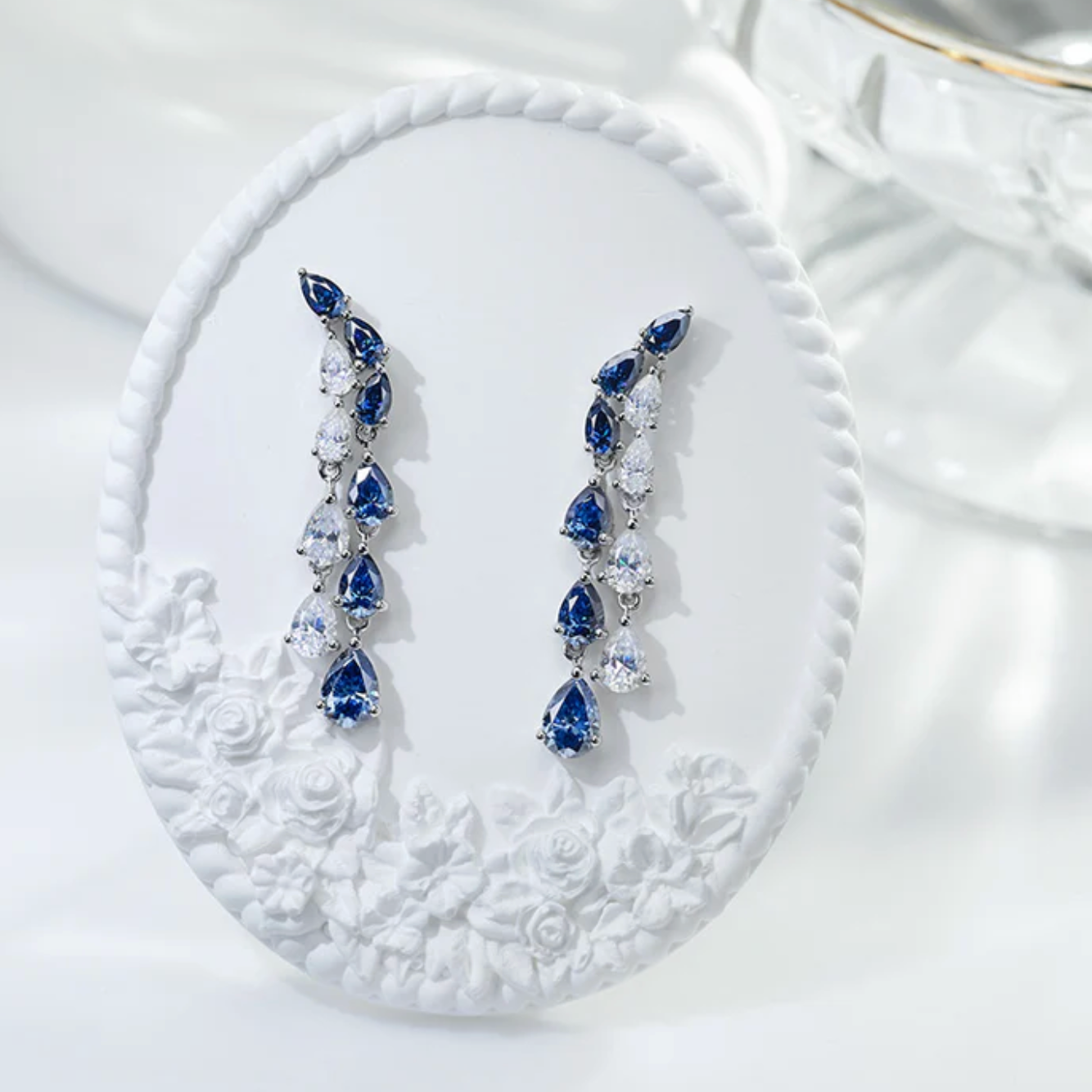 CUSTOM EARRINGS- Moissanite and lab sapphire