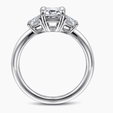 Tri stone emerald cut moissanite ring| Moissanite ring in gold and  925 sterling silver| GRA certified moissanites