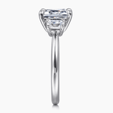 Tri stone emerald cut moissanite ring| Moissanite ring in gold and  925 sterling silver| GRA certified moissanites