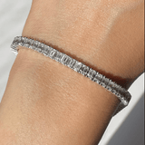 Emerald cut IGI Lab grown diamond Tennis bracelet | In 925 sterling silver and IGI certified LGD