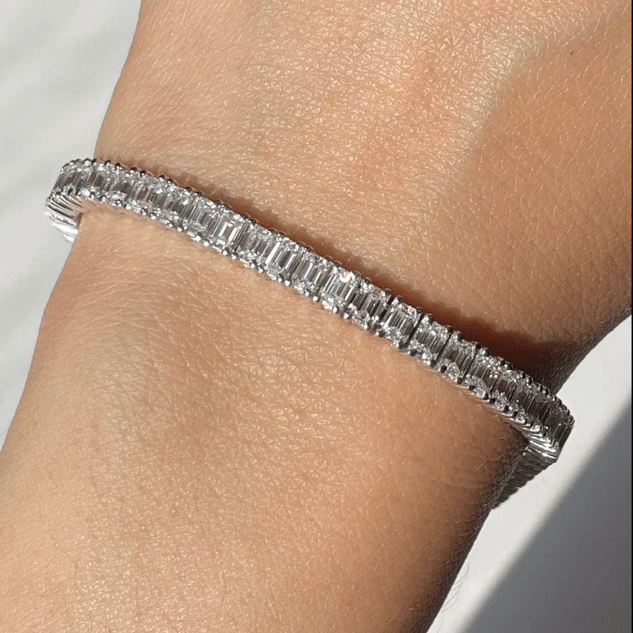 Emerald cut IGI Lab grown diamond Tennis bracelet | In 925 sterling silver and IGI certified LGD