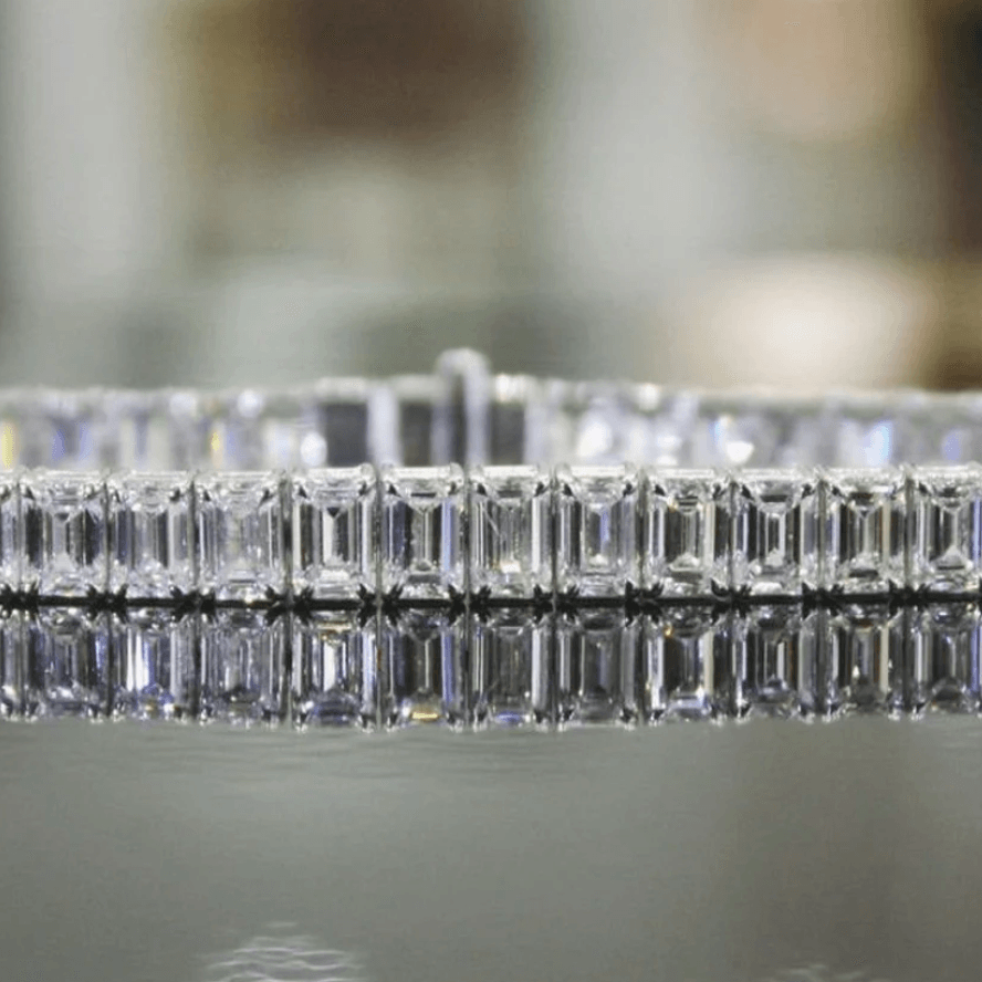 Emerald cut IGI Lab grown diamond Tennis bracelet | In 925 sterling silver and IGI certified LGD