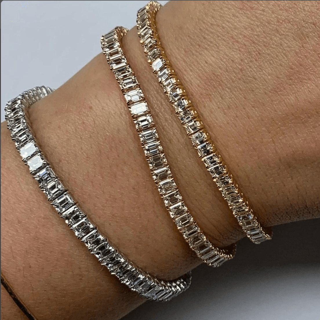 Emerald cut IGI Lab grown diamond Tennis bracelet | In 925 sterling silver and IGI certified LGD