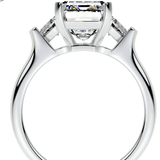 6 carat emerald cut ring  with side heart cut diamonds | Moissanite ring in 14k gold &  925 sterling silver| GRA certified moissanites