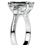 6 carat emerald cut ring  with side heart cut diamonds | Moissanite ring in 14k gold &  925 sterling silver| GRA certified moissanites