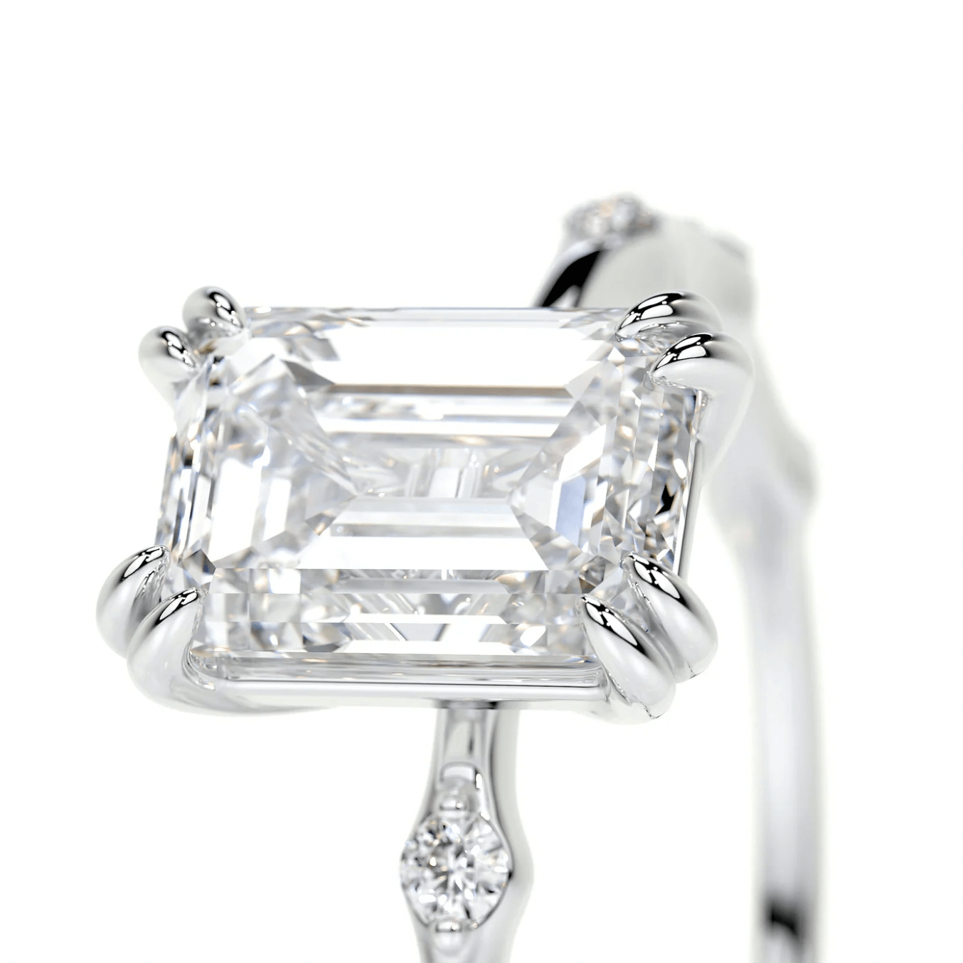 2.38 carat emerald cut ring | Moissanite ring in 14k gold &  925 sterling silver| GRA certified moissanites