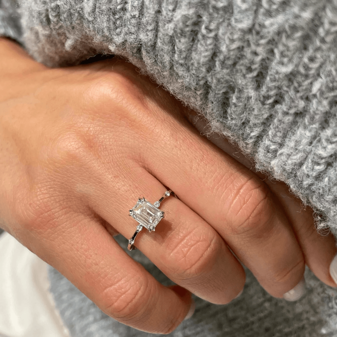 2.38 carat emerald cut ring | Moissanite ring in 14k gold &  925 sterling silver| GRA certified moissanites