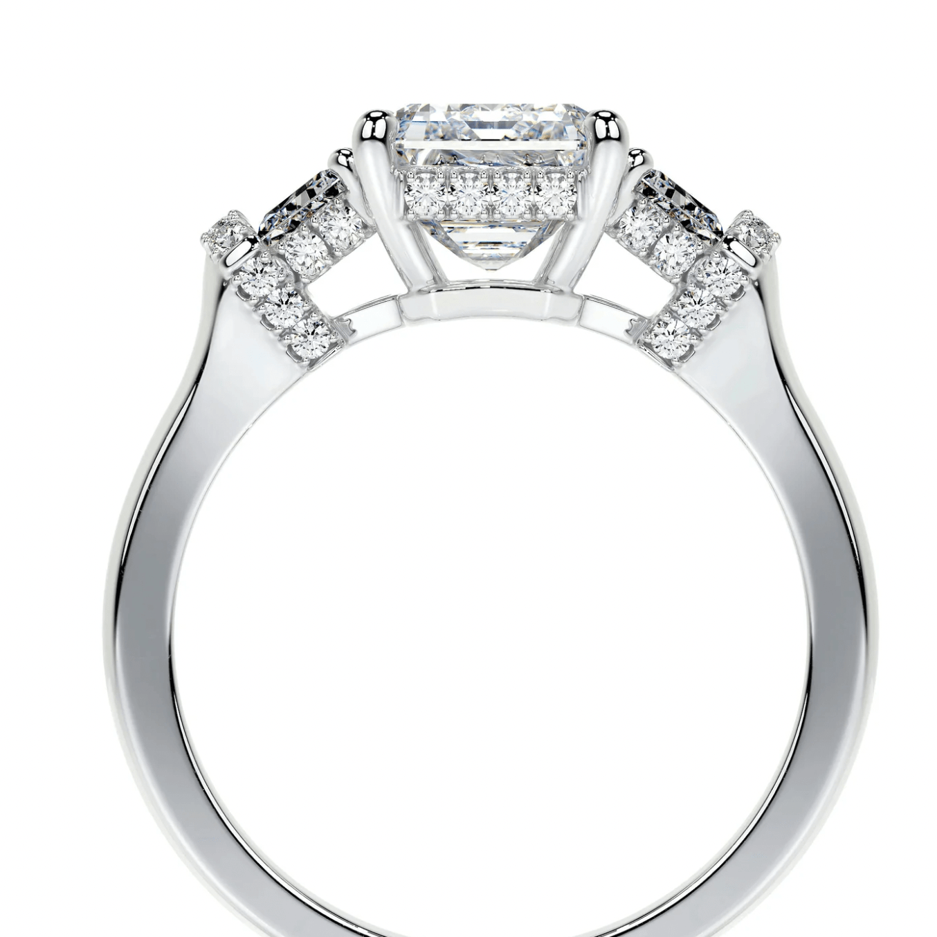 7 carat emerald cut double halo ring | Moissanite ring in 14k gold &  925 sterling silver| GRA certified moissanites