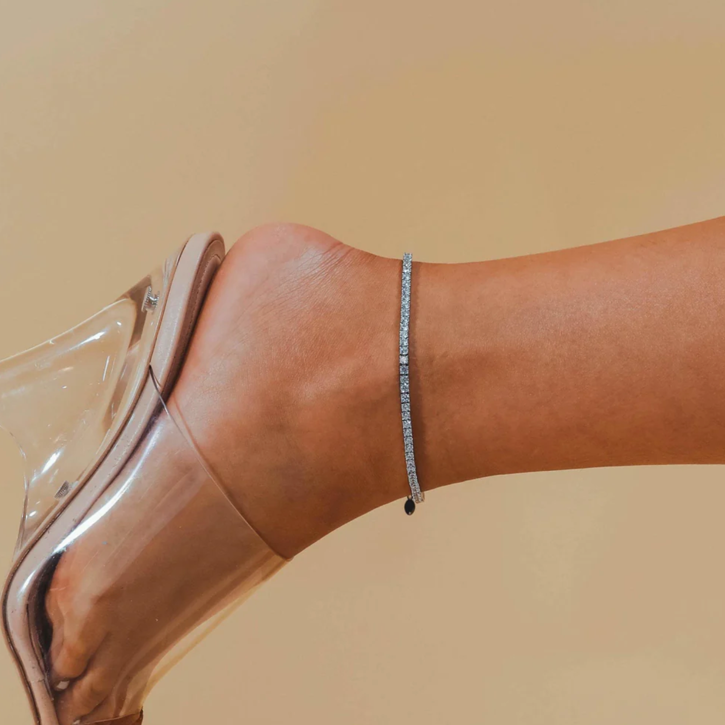 "WOKE" 3 MM Tennis anklet| Moissanite diamonds and Silver | In 925 sterling silver