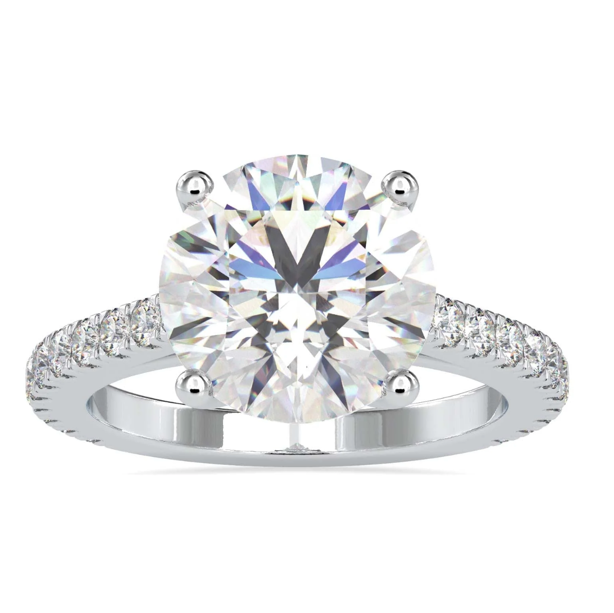 5 carat round cut solitaire ring | Moissanite ring in gold and  925 sterling silver| GRA certified moissanites