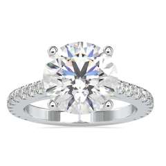 5 carat round cut solitaire ring | Moissanite ring in gold and  925 sterling silver| GRA certified moissanites