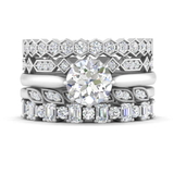 WOKE ® 3 carat round cut moissanite stack ring | Moissanite ring in gold and 925 sterling silver| GRA certified moissanites