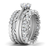 WOKE ® 3 carat round cut moissanite stack ring | Moissanite ring in gold and 925 sterling silver| GRA certified moissanites