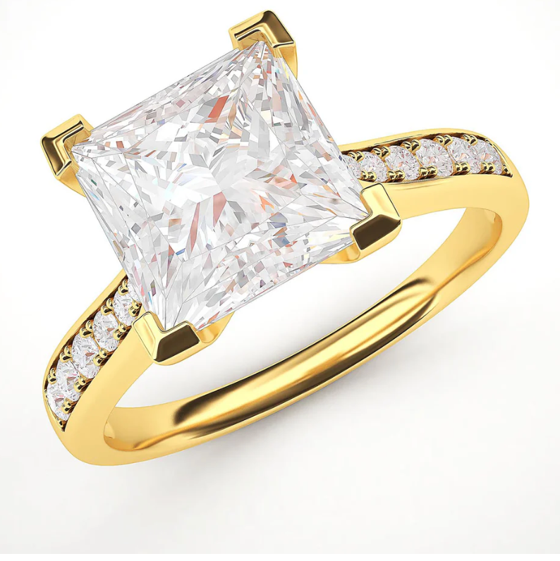 2 carat princess cut ring | Moissanite ring in 18k Gold| GRA certified moissanites