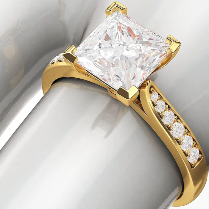 2 carat princess cut ring | Moissanite ring in 18k Gold| GRA certified moissanites