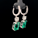 EMRLD ® Drop emerald earring | 925 silver | Lab grown emeralds and Diamonds