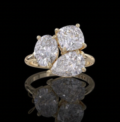 4.8 carat tri cut ring | Moissanite ring in gold and  925 sterling silver| GRA certified moissanites