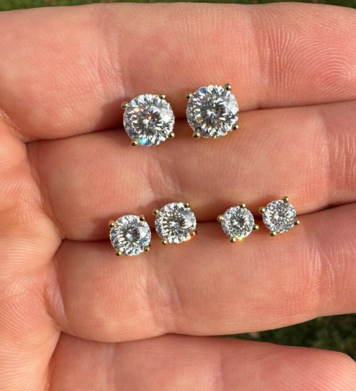 0.5 carat Portugese cut Moissanite ear studs | 925 sterling silver