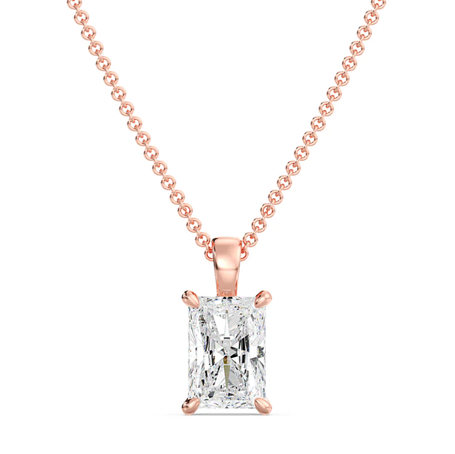 1 Carat radiant cut moissanite pendant | Moissanite pendant in gold and 925 sterling silver| GRA certified moissanites