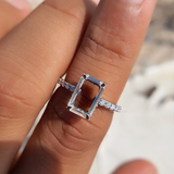 Unique Portrait Cut  moissanite Solitaire Ring in 9K Gold/925 Silver |WOKE
