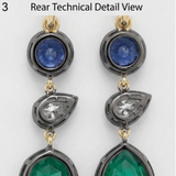 Lab grown emerald Ear-rings in 9K Gold/925 Silver |WOKE
