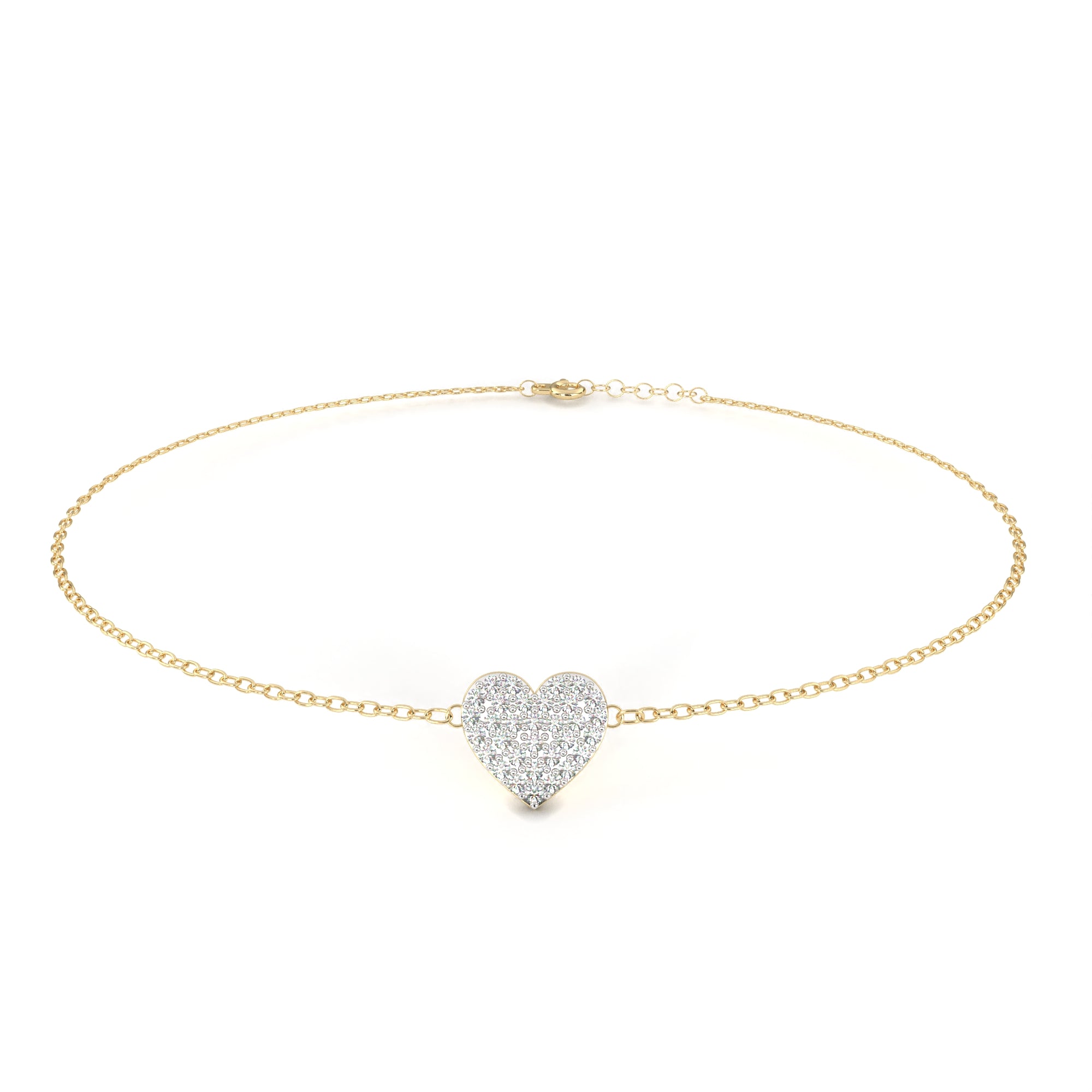 WOKE™ 0.42 carat round cut Lab grown diamond bracelet heart in 14k gold